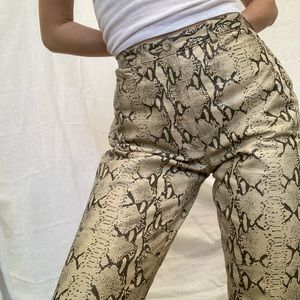 Leather snake print pants